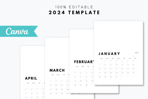 Download 2024 Calendar Canva Template - Editable - 2024 calendar canva template Collection