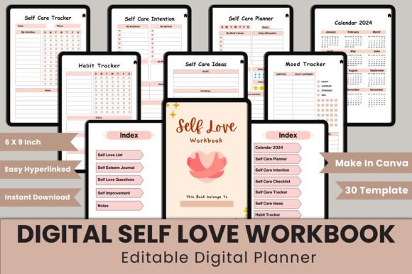 Download Digital Self Love Workbook Canva - Elf Collection