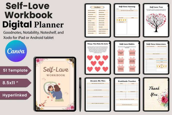 Download Digital Self-Love Workbook Canva - Elf Collection