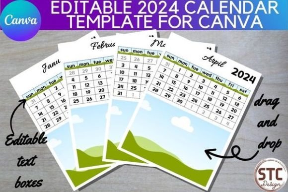 Download Editable 2024 Calendar Canva Template - 2024 calendar canva template Collection