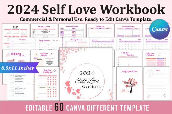 Download 2024 Self Love Workbook for Canva KDP - Elf Collection