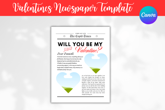 Download Valentines Newspaper Canva Templates - Premium Resources