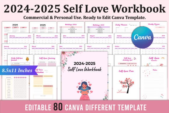 Download 2024-2025 Self Love Workbook for Canva - Elf Collection