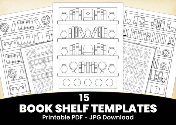 Download 15 Bookshelf Printable Template Pages - Elf Collection