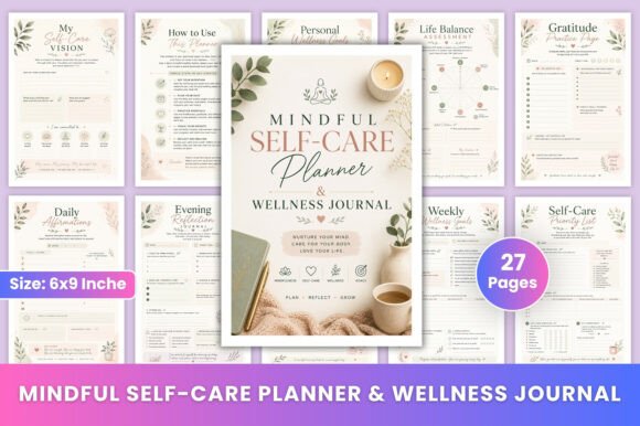 Download Mindful Self-Care Planner &amp; Wellness Jou - Elf Collection