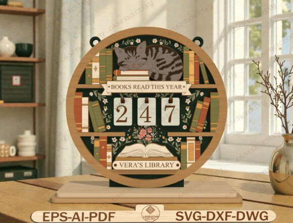 Download Round Bookshelf Reading Tracker LaserCut - Elf Collection